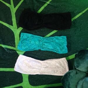 Lace Bandeau Set - Black, Teal, and White